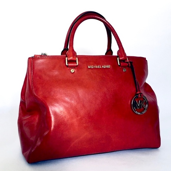 MICHAEL Michael Kors Handbags - MICHAEL KORS// large red Sutton satchel (no strap)